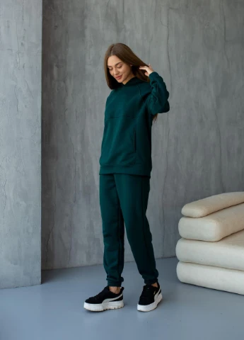 Женский спортивный костюм на флисе УКРАИНА не кошлатится XS S M L XL (42 44 46 48 50) теплый зимний ИЗУМРУДНЫЙ No Brand (254565553)