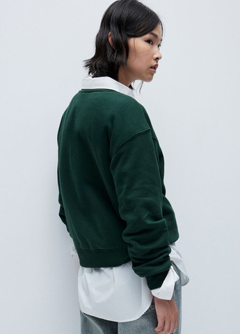 Зелений світшот H&M однотонний вишивка (358926395)