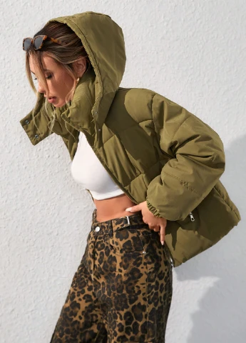 Оливковая зимняя куртка SHEIN
