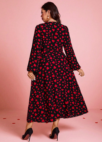 Чорна кежуал сукня на запах SHEIN сердечка