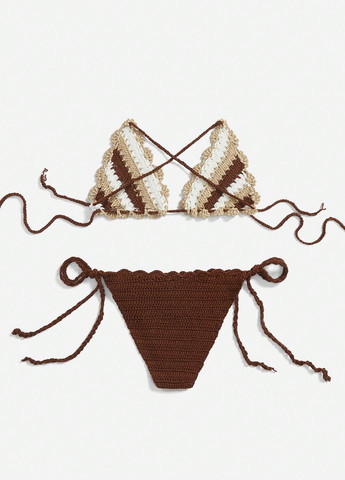 Комбинированный летний купальник (лиф, трусики) бикини, раздельный SHEIN