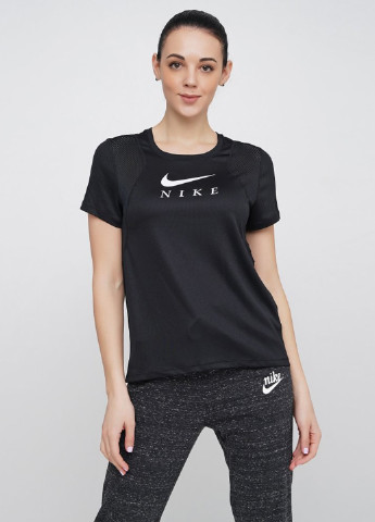 Черная всесезон футболка Nike W Nk Run Top Ss Gx