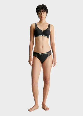 Чёрный топ бюстгальтер Calvin Klein с косточками полиамид