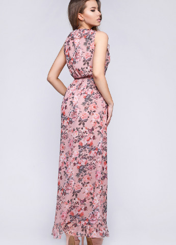 Пудровое кэжуал платье на запах Carica с цветочным принтом
