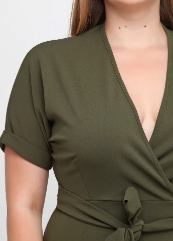Оливковое (хаки) кэжуал платье Boohoo однотонное