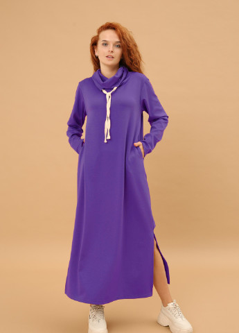 Фиолетовое повседневный длинное платье спортивного стиля INNOE однотонное