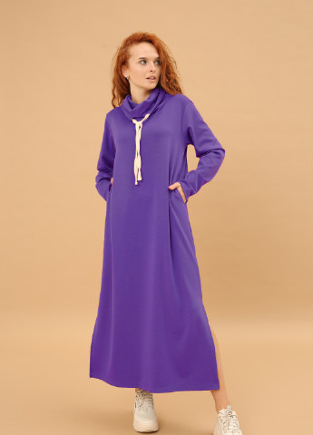 Фиолетовое повседневный длинное платье спортивного стиля INNOE однотонное