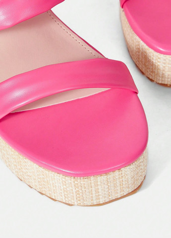 Розовые босоножки SHEIN без застежки с бантом