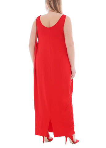 Срібна кежуал сукня трансформер для повних довга в підлогу червоного кольору без рукавів сукня-трансформер AURA однотонна