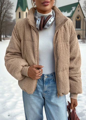 Темно-бежевая демисезонная куртка SHEIN