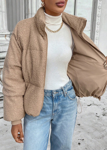 Темно-бежевая демисезонная куртка SHEIN