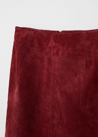 Темно-красная кэжуал однотонная юбка H&M а-силуэта (трапеция)
