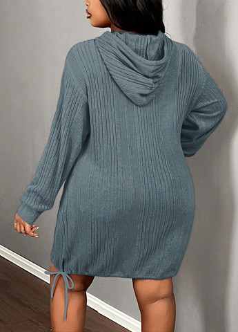 Синее кэжуал платье платье-худи SHEIN однотонное