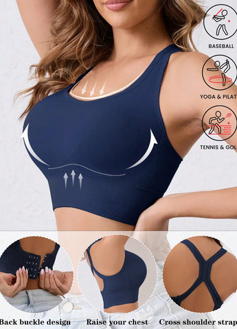 Темно-синій топ бюстгальтер SHEIN без кісточок поліамід