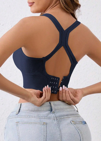 Темно-синій топ бюстгальтер SHEIN без кісточок поліамід