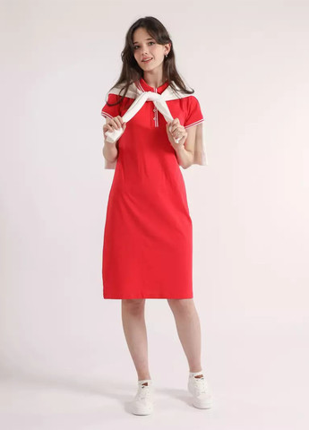 Красное кэжуал платье поло BBL однотонное