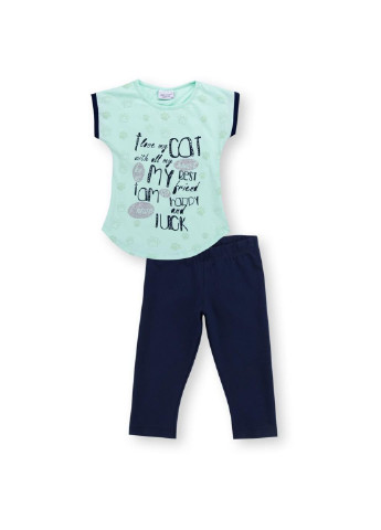 Синий летний набор детской одежды с лапками (8697-92g-mint) Breeze