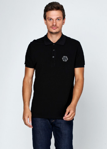 Черная футболка-поло для мужчин Philipp Plein с рисунком