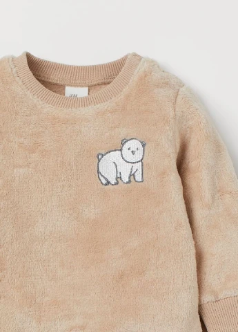 H&M свитшот однотонный коричневый кэжуал атлас