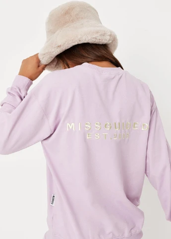 Сиреневый свитшот Missguided однотонный вышивка (260378030)