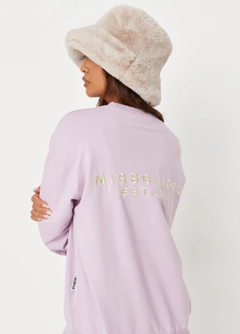 Сиреневый свитшот Missguided однотонный вышивка (260378030)