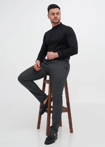 Черная вечерний, кэжуал рубашка однотонная Trend Collection