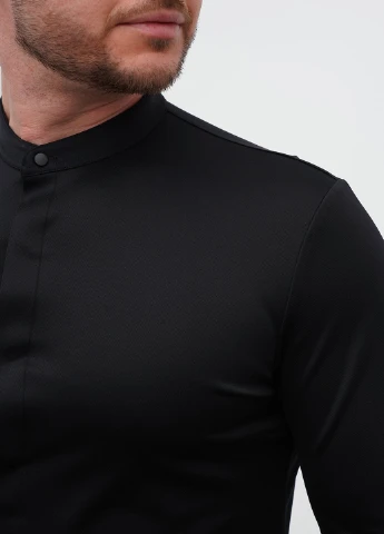 Черная вечерний, кэжуал рубашка однотонная Trend Collection