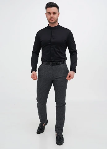 Черная вечерний, кэжуал рубашка однотонная Trend Collection