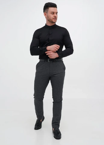 Черная вечерний, кэжуал рубашка однотонная Trend Collection