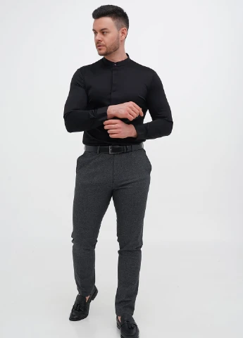 Черная вечерний, кэжуал рубашка однотонная Trend Collection