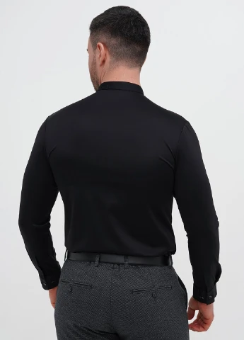 Черная вечерний, кэжуал рубашка однотонная Trend Collection