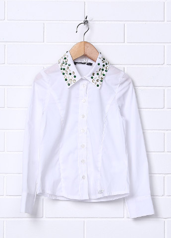 Белая однотонная блузка с длинным рукавом Miss Blumarine демисезонная