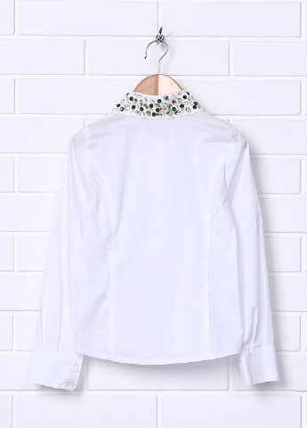 Белая однотонная блузка с длинным рукавом Miss Blumarine демисезонная