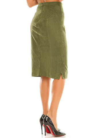 Оливковая (хаки) кэжуал однотонная юбка Lady Style карандаш