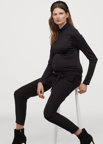 Штани для вагітних H&M завужені, вкорочені однотонні чорні кежуали віскоза