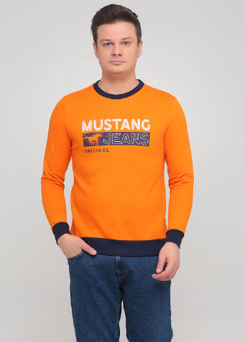 Світшот Mustang - Прямий крій напис помаранчевий кежуал бавовна, футер - (252252498)