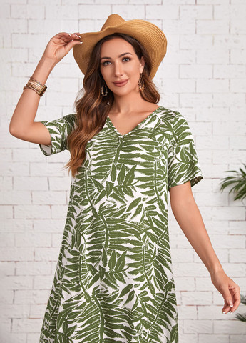 Оливкова кежуал сукня а-силует SHEIN з малюнком