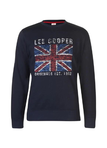 Свитшот Lee Cooper - Прямой крой рисунок темно-синий кэжуал трикотаж, хлопок - (196065994)