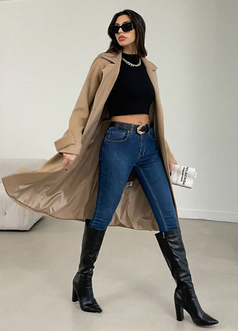 Кремове демісезонне Пальто однобортне SHEIN