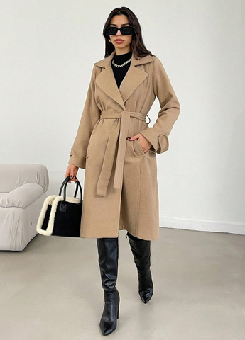 Кремове демісезонне Пальто однобортне SHEIN