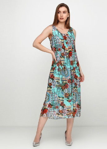 Бирюзовое кэжуал платье Made in Italy с цветочным принтом