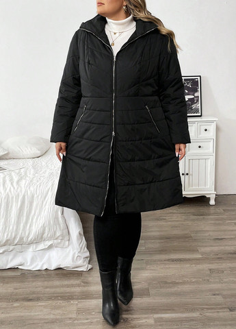 Чорна демісезонна куртка куртка-пальто SHEIN