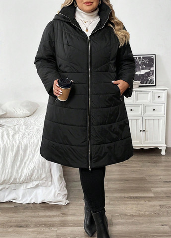 Чорна демісезонна куртка куртка-пальто SHEIN