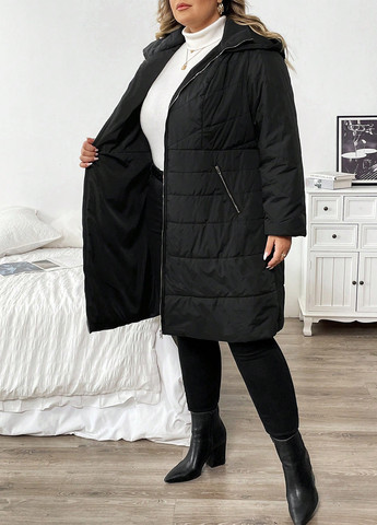 Чорна демісезонна куртка куртка-пальто SHEIN