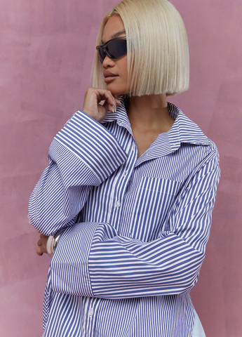 Синяя кэжуал рубашка в полоску SHEIN