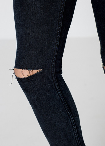 Темно-серые демисезонные укороченные, зауженные джинсы Pull & Bear