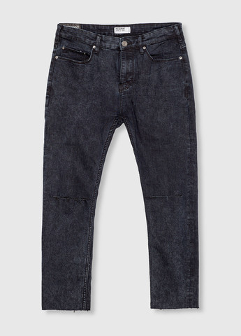 Темно-серые демисезонные укороченные, зауженные джинсы Pull & Bear