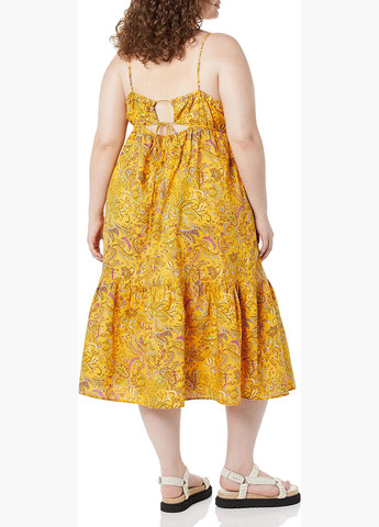 Желтое кэжуал платье а-силуэт Goodthreads с цветочным принтом