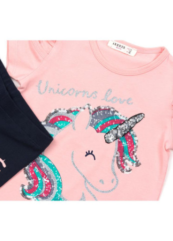 Сірий літній костюм десткий з єдинорогом (12089-98g-peach) Breeze