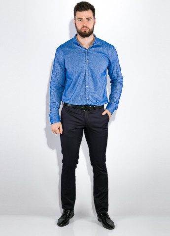 Голубой кэжуал рубашка с абстрактным узором Time of Style с длинным рукавом
